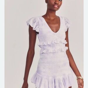 LoveShackFancy Lavender Ruffle Mini Dress